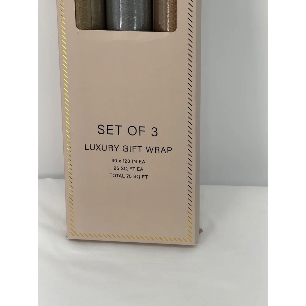 Atelier Luxury Gift Wrap Set of 3 Metallic Textured Paper Rolls 75 SqFt 109-02